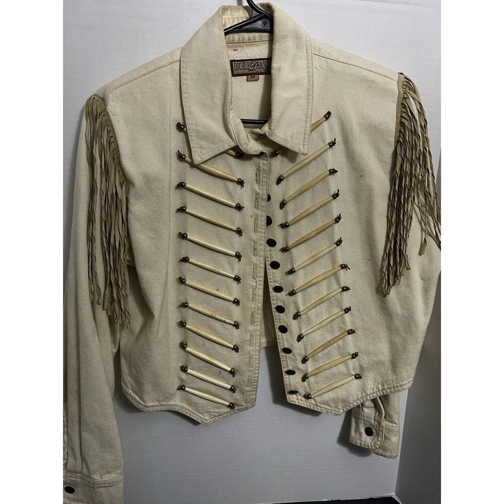 Double D Ranch Western 100 Cotton Bone Detail Fringe Size Medium (Read) - Picture 1 of 7